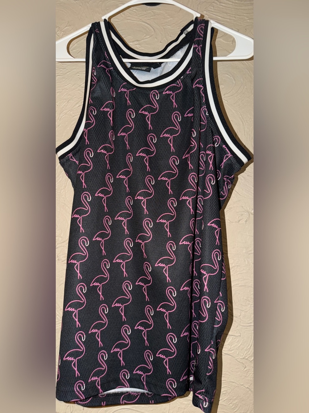 Wesc Black Tank Dress with Pink Flamingo Print
